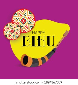 Vector illustration of a Background for Indian Traditional Harvest Festival of Assam Happy Bihu, Assam New Year.