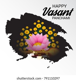 Vector illustration of a Background with instrument Veena for Happy Vasant Panchami Celebration.