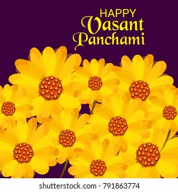 Vector illustration of a Background with instrument Veena for Happy Vasant Panchami Celebration.