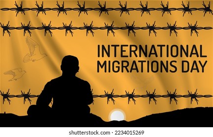 Vektorgrafik eines Hintergrunds zum Internationalen Migrationstag.Internationaler Migrationstag, Illustration zum Migrationskonzept, Vektorgrafik.Internationaler Migrationstag, der am 18. Dezember stattfand.