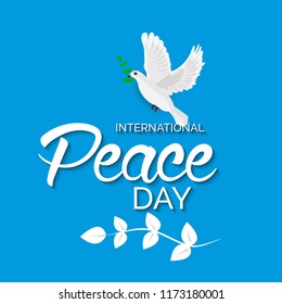 Vector illustration of a Background for International Peace Day with dove and olive branch. 