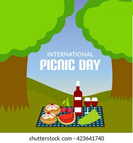 Vector illustration of a background for International Picnic Day.