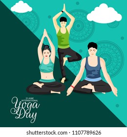 Vector illustration of a Background for International Yoga Day.