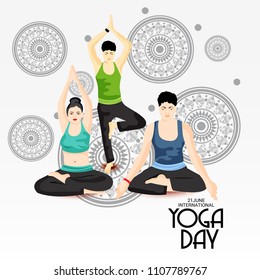 Vector illustration of a Background for International Yoga Day.