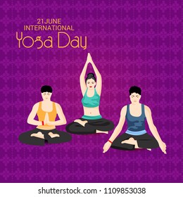 Vector illustration of a Background for International Yoga Day.