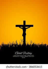 Vector illustration or background with Jesus cross for good Friday 