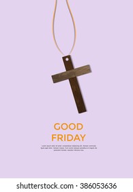 Vector illustration or background with Jesus cross for good Friday 