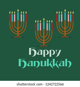  Vector illustration of a Background for Jewish Holiday Hanukkah with Menorah (traditional candelabra) and Burning Candles.