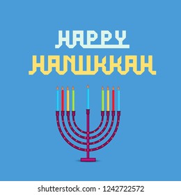  Vector illustration of a Background for Jewish Holiday Hanukkah with Menorah (traditional candelabra) and Burning Candles.