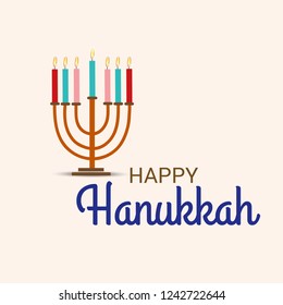  Vector illustration of a Background for Jewish Holiday Hanukkah with Menorah (traditional candelabra) and Burning Candles.
