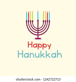  Vector illustration of a Background for Jewish Holiday Hanukkah with Menorah (traditional candelabra) and Burning Candles.