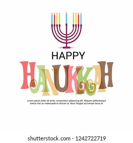  Vector illustration of a Background for Jewish Holiday Hanukkah with Menorah (traditional candelabra) and Burning Candles.