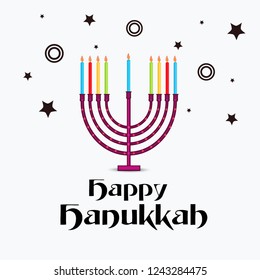 Vector illustration of a Background for Jewish Holiday Hanukkah with Menorah (traditional candelabra) and Burning Candles.