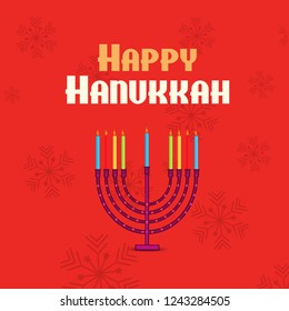 Vector illustration of a Background for Jewish Holiday Hanukkah with Menorah (traditional candelabra) and Burning Candles.