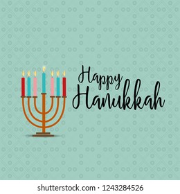 Vector illustration of a Background for Jewish Holiday Hanukkah with Menorah (traditional candelabra) and Burning Candles.