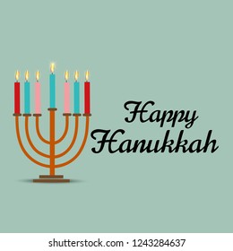 Vector illustration of a Background for Jewish Holiday Hanukkah with Menorah (traditional candelabra) and Burning Candles.