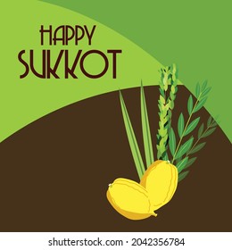 Vector illustration of a Background for Jewish holiday Happy Sukkot.