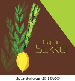 Vector illustration of a Background for Jewish holiday Happy Sukkot.