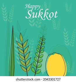 Vector illustration of a Background for Jewish holiday Happy Sukkot.