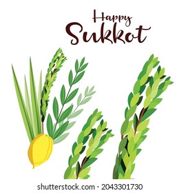 Vector illustration of a Background for Jewish holiday Happy Sukkot.