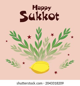 Vector illustration of a Background for Jewish holiday Happy Sukkot.