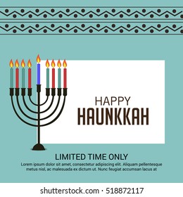 Vector illustration of a Background For jewish holiday Hanukkah with menorah.