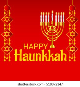 Vector illustration of a Background For jewish holiday Hanukkah with menorah and stylish text.