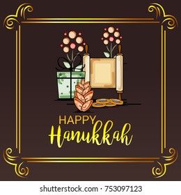 Vector illustration of a Background for Jewish Holiday Happy Hanukkah.
