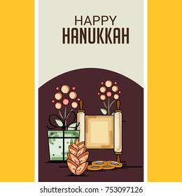 Vector illustration of a Background for Jewish Holiday Happy Hanukkah.