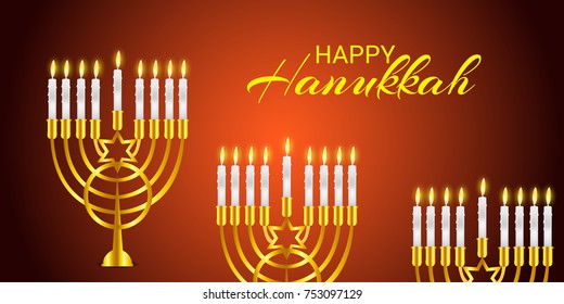 Vector illustration of a Background for Jewish Holiday Happy Hanukkah.
