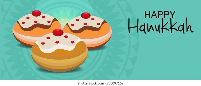 Vector illustration of a Background for Jewish Holiday Happy Hanukkah.