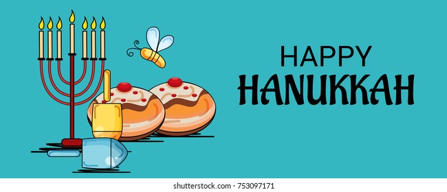 Vector illustration of a Background for Jewish Holiday Happy Hanukkah.