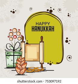 Vector illustration of a Background for Jewish Holiday Happy Hanukkah.