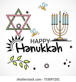 Vector illustration of a Background for Jewish Holiday Happy Hanukkah.