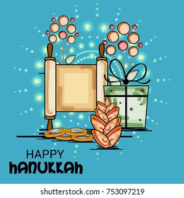 Vector illustration of a Background for Jewish Holiday Happy Hanukkah.