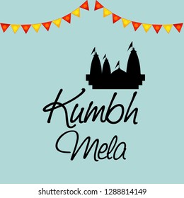 Vector illustration of a Background for Kumbh Mela Festival at Pryagraj in India .