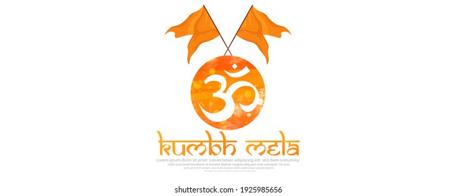 Vector illustration of a Background for Kumbh Mela Festival at Pryagraj in India .