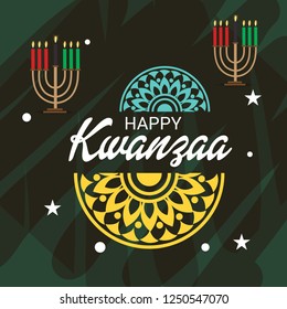 Vector illustration of a Background for Kwanzaa with traditional colored candles representing the Seven Principles.