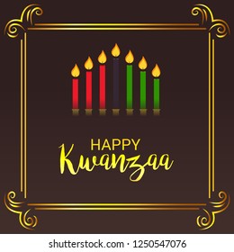 Vector illustration of a Background for Kwanzaa with traditional colored candles representing the Seven Principles.