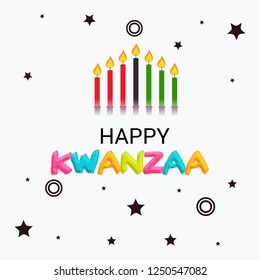 Vector illustration of a Background for Kwanzaa with traditional colored candles representing the Seven Principles.