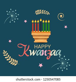 Vector illustration of a Background for Kwanzaa with traditional colored candles representing the Seven Principles.