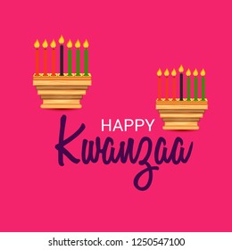 Vector illustration of a Background for Kwanzaa with traditional colored candles representing the Seven Principles.