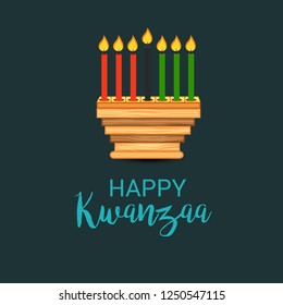 Vector illustration of a Background for Kwanzaa with traditional colored candles representing the Seven Principles.