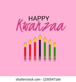 Vector illustration of a Background for Kwanzaa with traditional colored candles representing the Seven Principles.