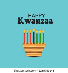 Vector illustration of a Background for Kwanzaa with Traditional Colored Candles Representing the Seven Principles.