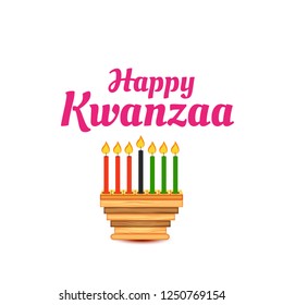 Vector illustration of a Background for Kwanzaa with Traditional Colored Candles Representing the Seven Principles.