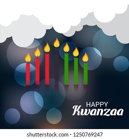 Vector illustration of a Background for Kwanzaa with Traditional Colored Candles Representing the Seven Principles.