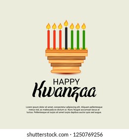 Vector illustration of a Background for Kwanzaa with Traditional Colored Candles Representing the Seven Principles.