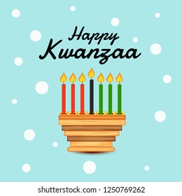 Vector illustration of a Background for Kwanzaa with Traditional Colored Candles Representing the Seven Principles.