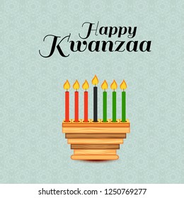 Vector illustration of a Background for Kwanzaa with Traditional Colored Candles Representing the Seven Principles.